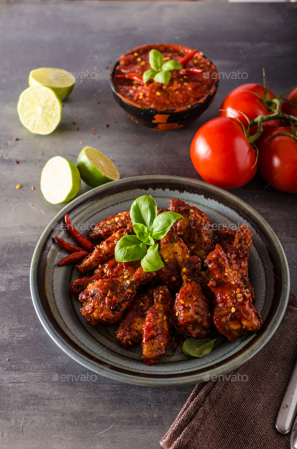 Chicken wings hot sauce Stock Photo by PeteerS PhotoDune